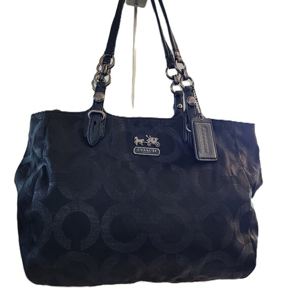 Euc Coach Mia Metallic Lurex Black Shoulder Bag w/Wristlet - Picture 5 of 16